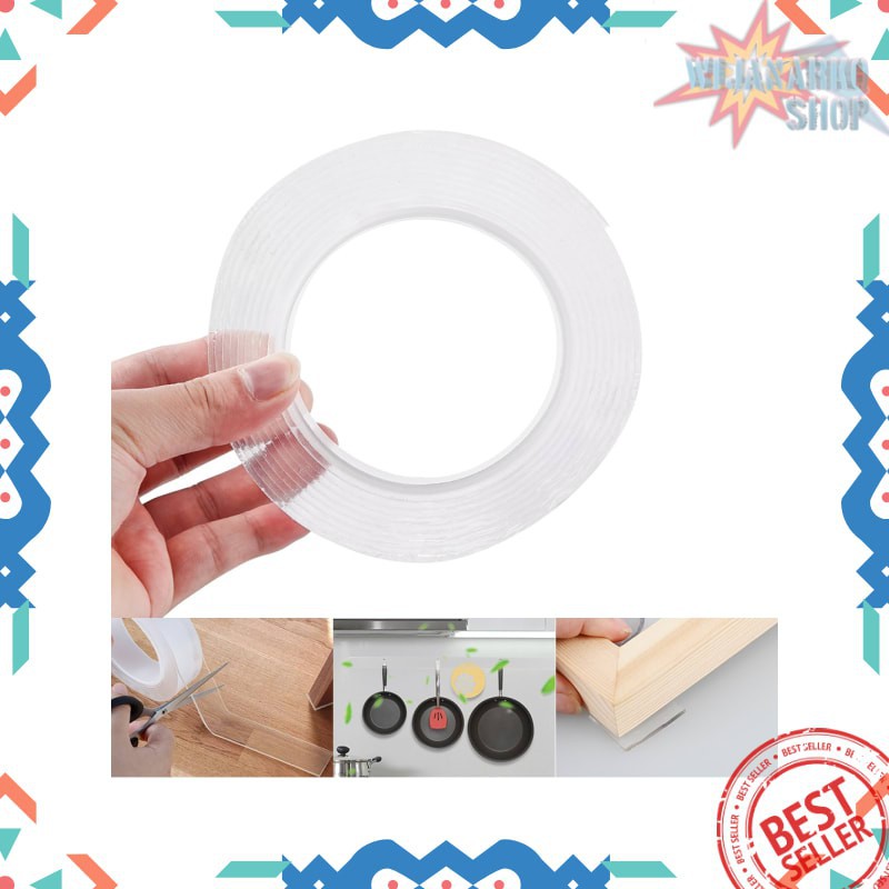 500 x 3 x 0.1 cm SzGlue Double Tape Perekat Transparent No Trace Washable Sticker J007 Grab Medan