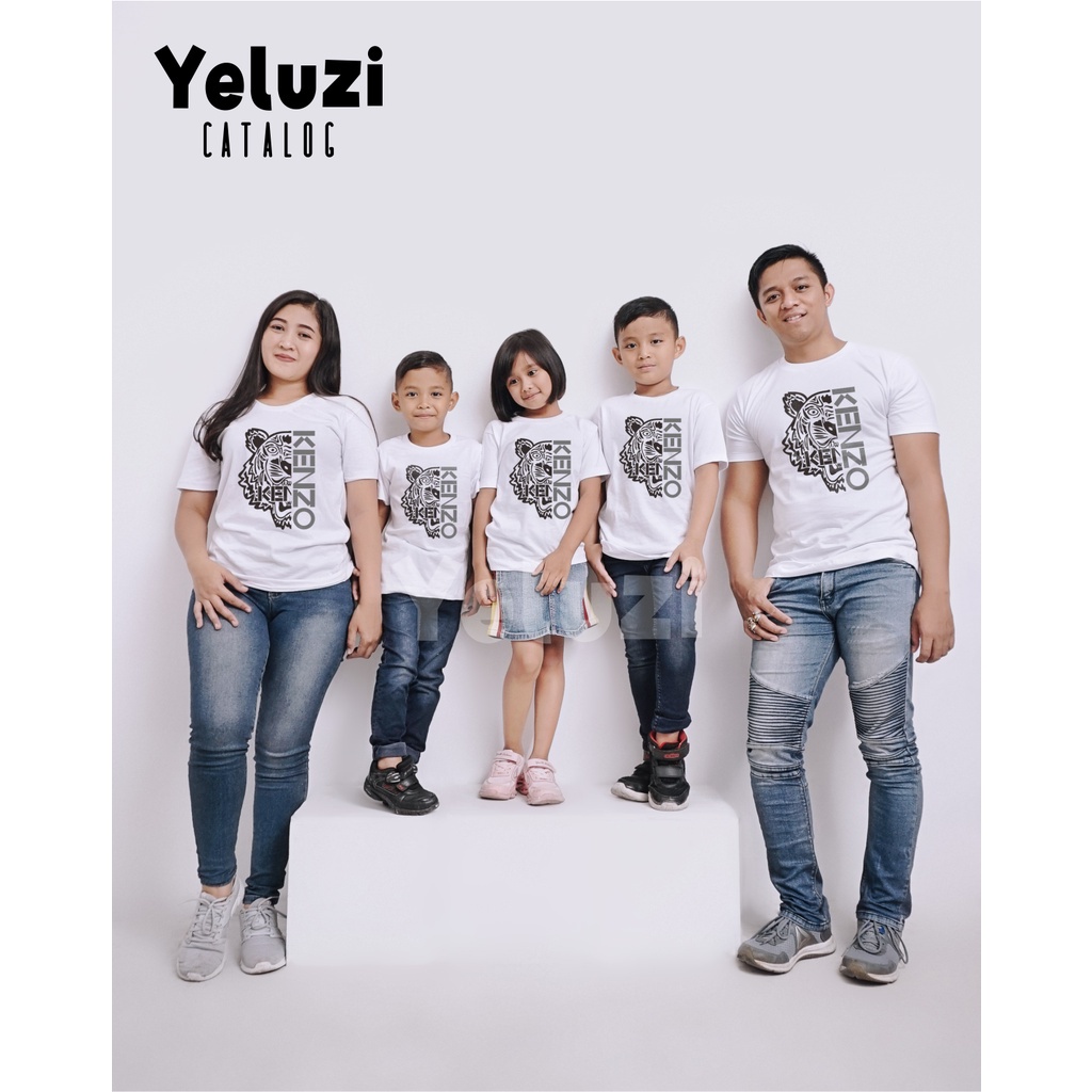 BAJU COUPLE KELUARGA MURAH KEKINIAN OBLONG PUTIH Tiger Head printed/BAJU KAOS KELUARGA/KAOS KEMBARAN
