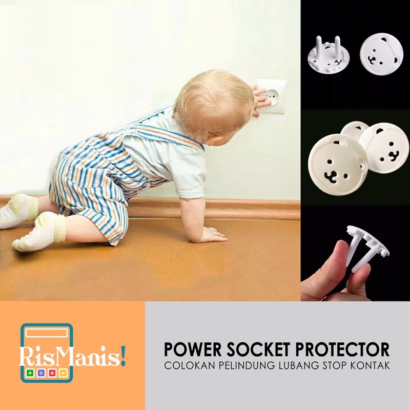 POWER SOCKET PROTECTOR Colokan Plastik Beruang Pelindung Pengaman Lubang Listrik Stop Kontak Saklar