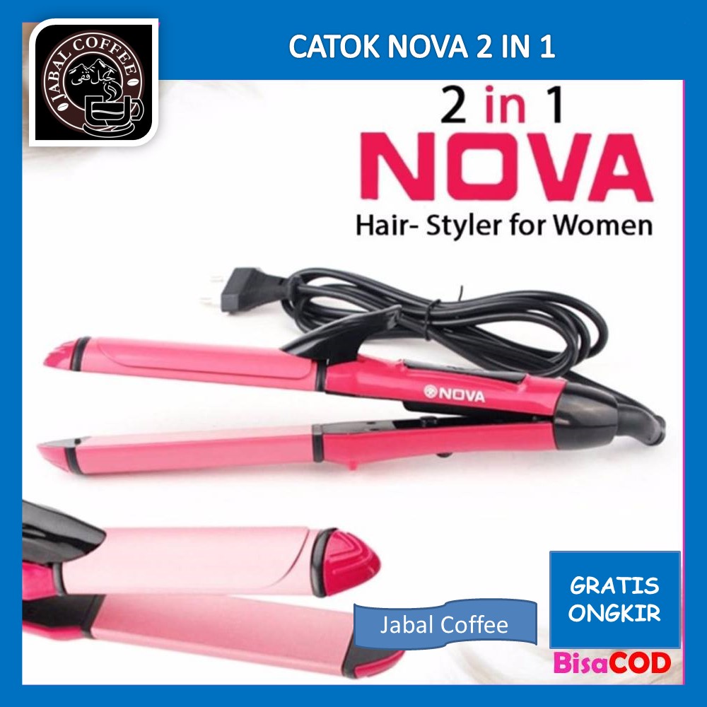 Alat Catok Rambut Lurus Dan Keriting / Catok Nova 2 In 1 Curly Straight NHC-2009 Mini