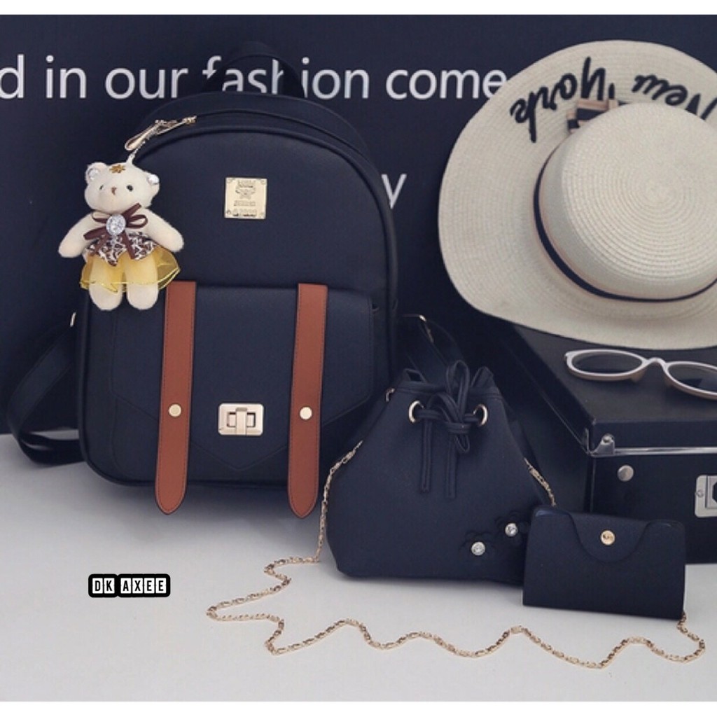 TAS RANSEL LV HITAM TANPA BONEKA DAN TOPI