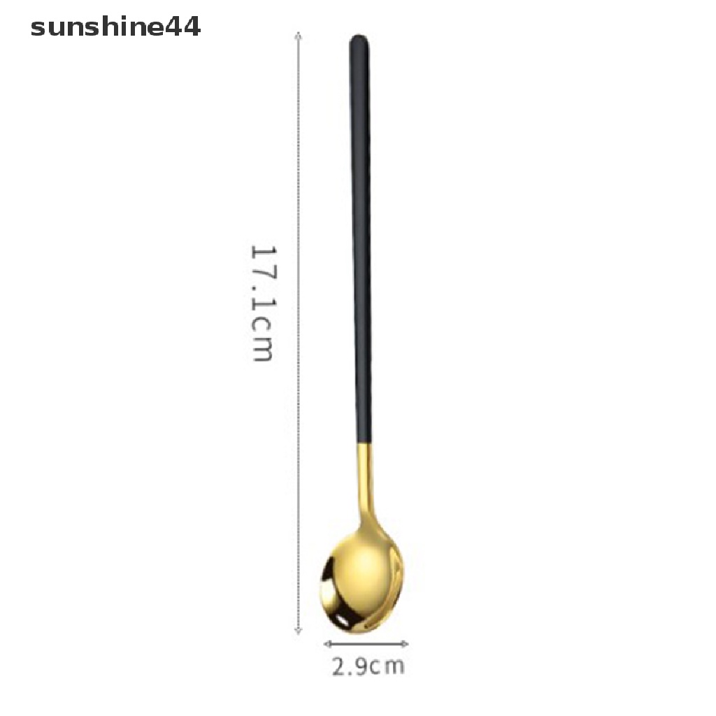 Sunshine Sendok Kopi / Es Krim / Dessert Gagang Panjang Bahan Stainless Steel Warna Hujan