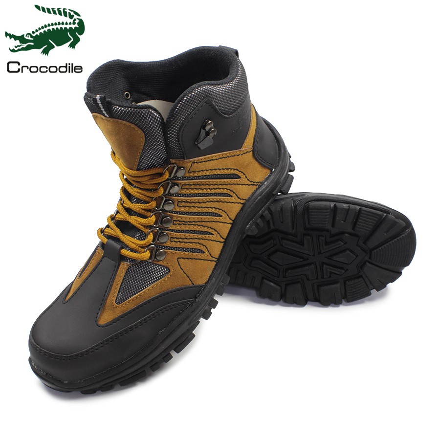 sepatu pria boots crocodile hauler safety tan sepatu haiking tracking outdoor murah