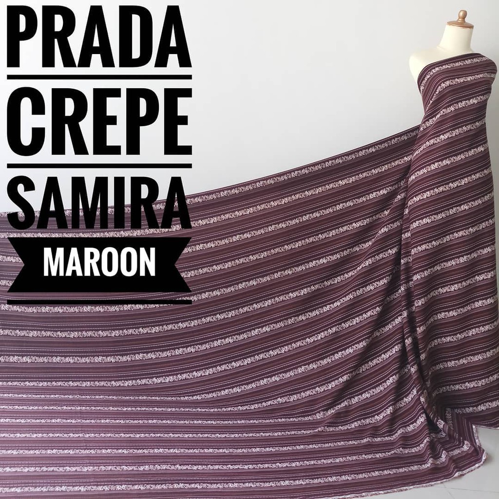 Kain Meteran Prada Crepe Samira Maroon (0.5M)