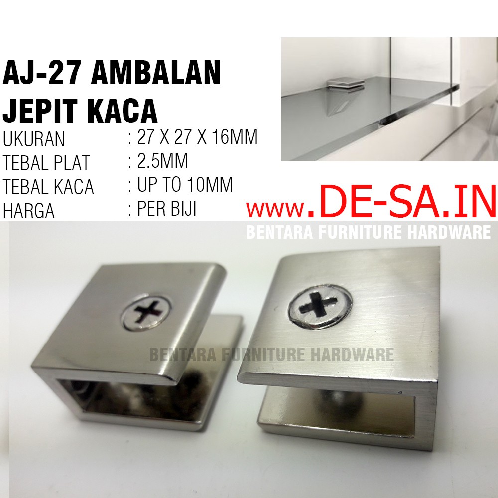 30MM Braket Ambalan Jepit Kaca Kotak 3CM Glass Shelf Brackets Zinc Alloy Glass Clamp Holder Fitting