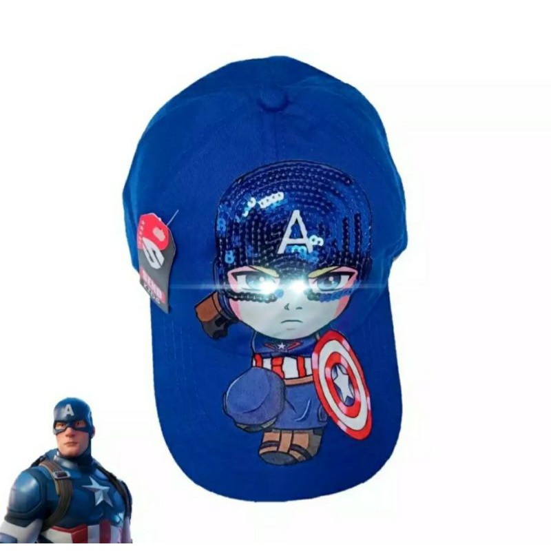 topi anak laki-laki led kapten amerika