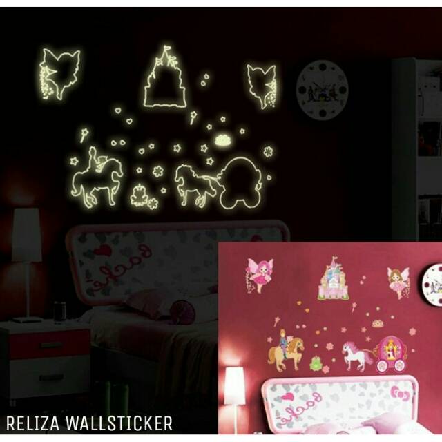 RELIZA WALLSTICKER ISTANA KUDA GLOW IN THE DARK ANAK KIDS KERETA KUDA PERI STIKER DINDING