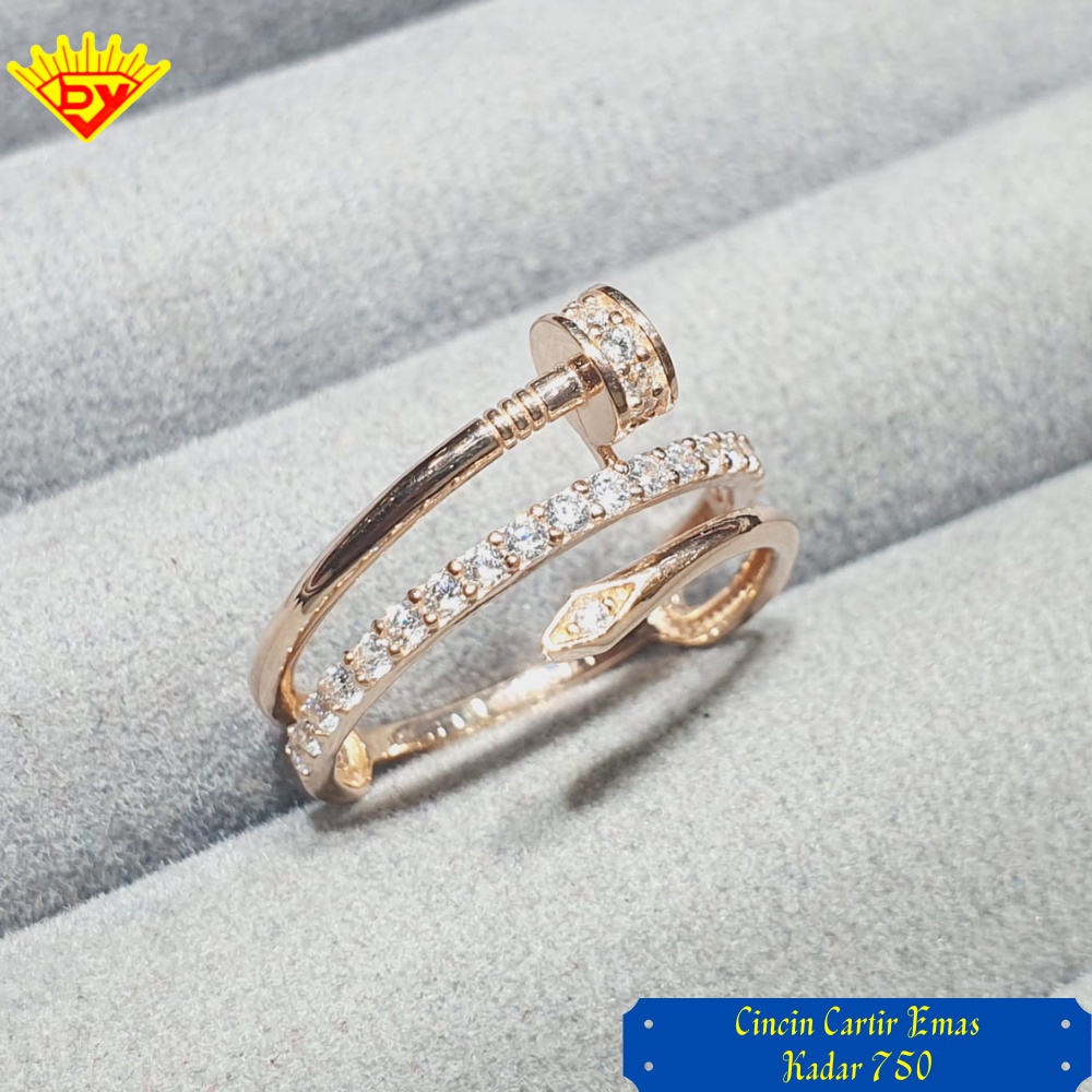 Cincin Emas Permata Zirconia Kadar Emas 750