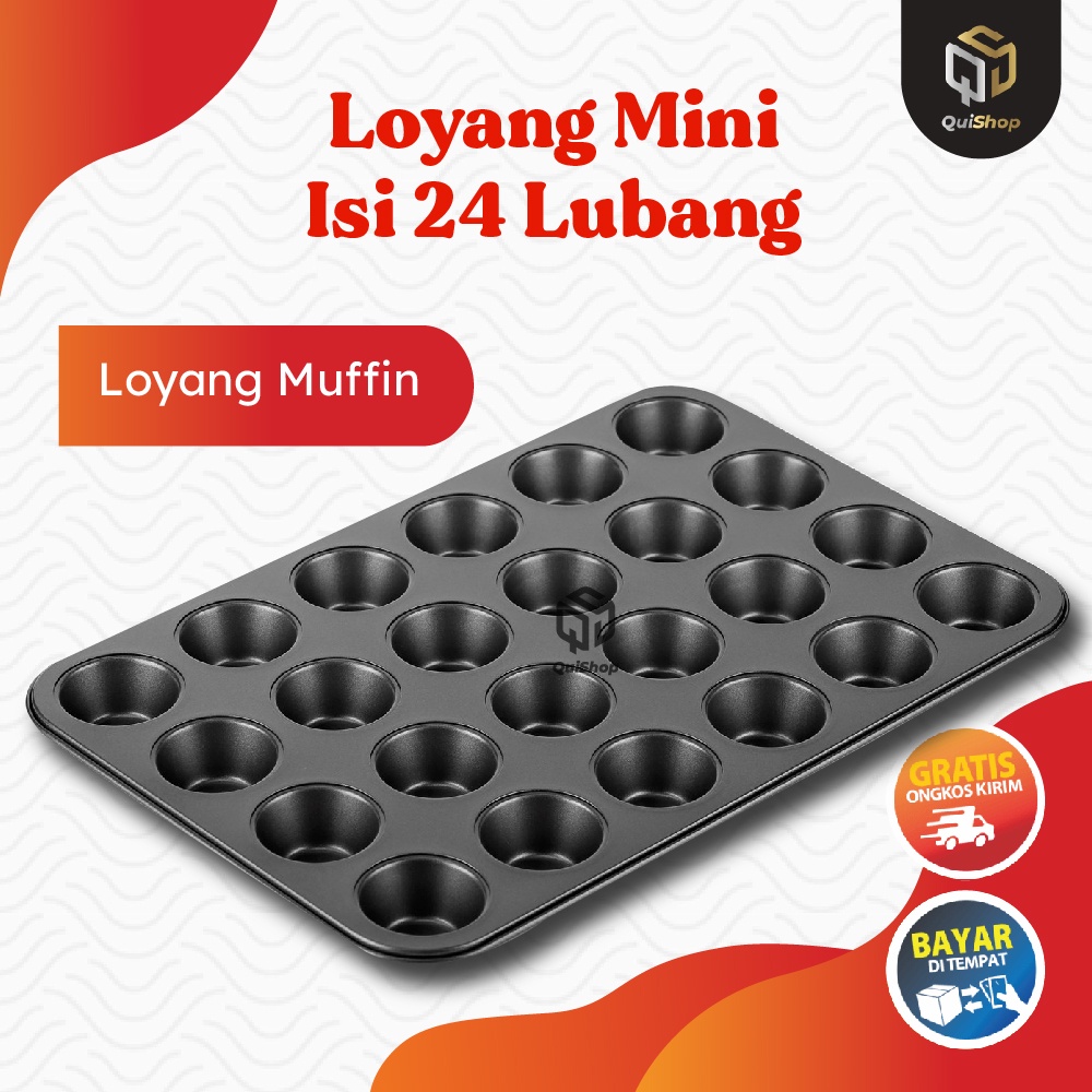 Cetakan Kue Loyang Mini Muffin Teflon Cupcakes Cupcake 24 Round Flat Cups Black Peralatan Dapur Premium Termurah