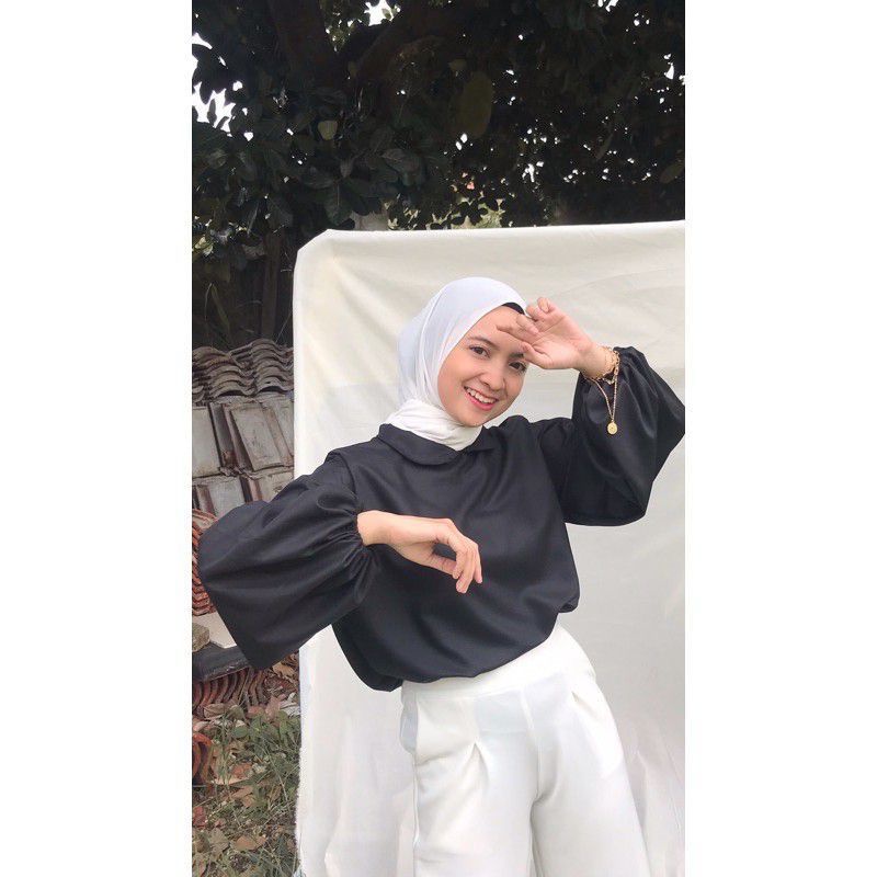 Shanum Atasan Blouse  Baju Wanita Jumbo Tangan Balon L XL XXL