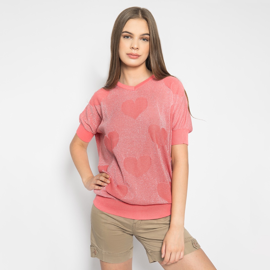 LGS - Kaos Sweater Wanita - Lengan Pendek - Pink - LST.360.U673.072.C
