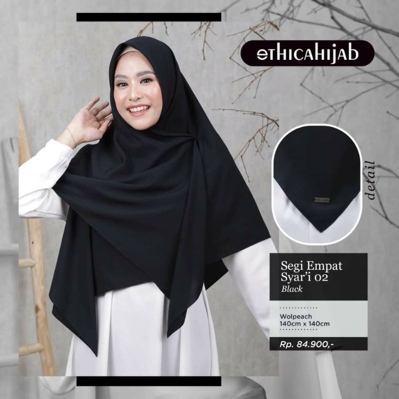 HIJAB SEGIEMPAT SYARI 140 X 140 POLOS || ETHICA