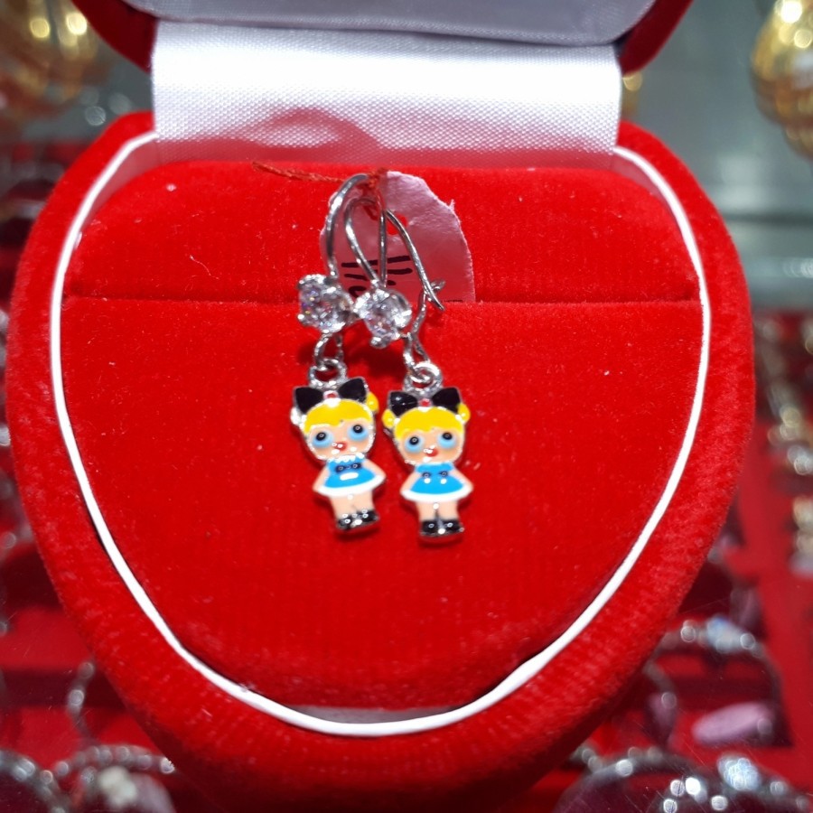 Anting / Anting desi mata putih L.O.L warna perak/silver 925