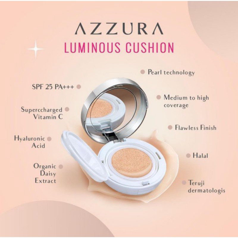 AZZURA Luminous Cushion Flawless Look SPF PA+++ | Foundation Cair by AILIN