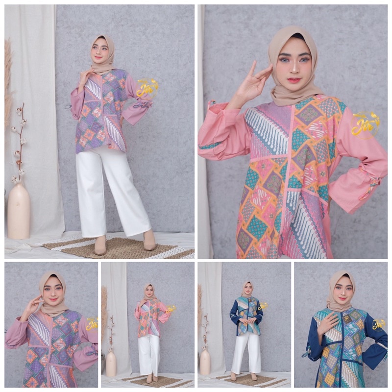 Blouse Batik wanita , blouse Batik katun blouse Wanita Blouse Batik Lengan panjang