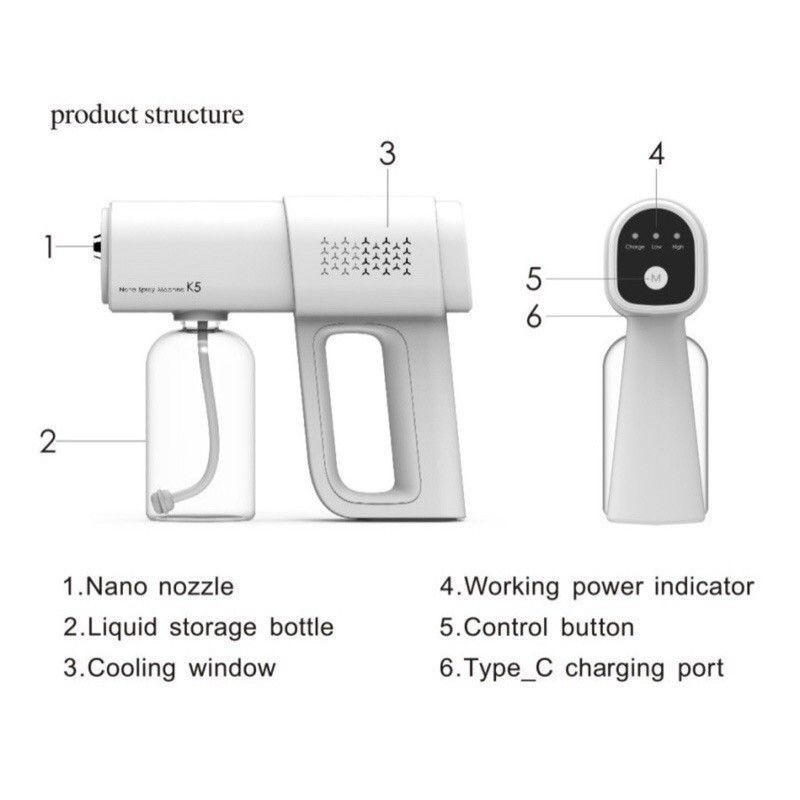 Nano Spray Disinfectant Model K5 380 ML ORIGINAL siap kirim