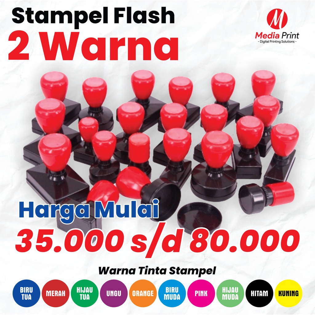 

STEMPEL WARNA FLASH | STEMPEL UKURAN STANDARD TERMURAH | 2 WARNA