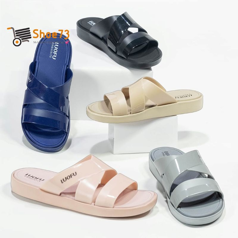 LUOFU E 7185 -E16 SIZE 36-40 ORIGINAL l Sandal Selop jelly wanita l Sendal kokop cewek impor