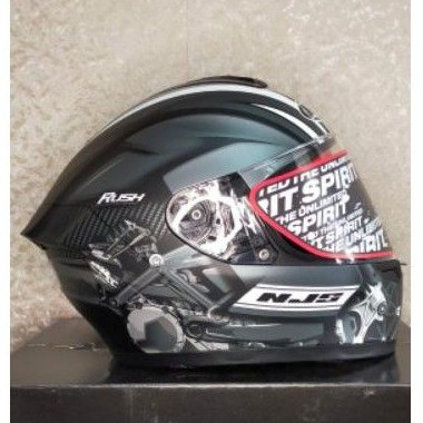 helm full face njs zx1 motif rush warna black silver