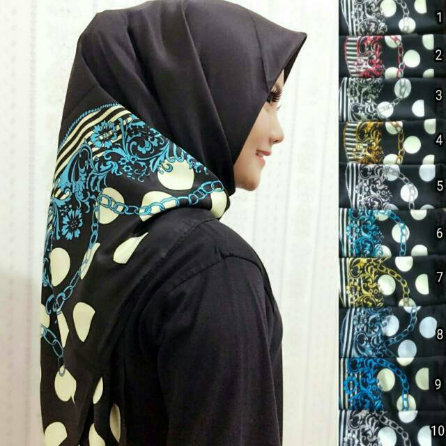 SEGIEMPAT SATIN POLKA . SEGI4 SATIN BLACK POLKA . HIJAB SATIN SQUARE . SEGIEMPAT DASYA . HIJAB HITAM