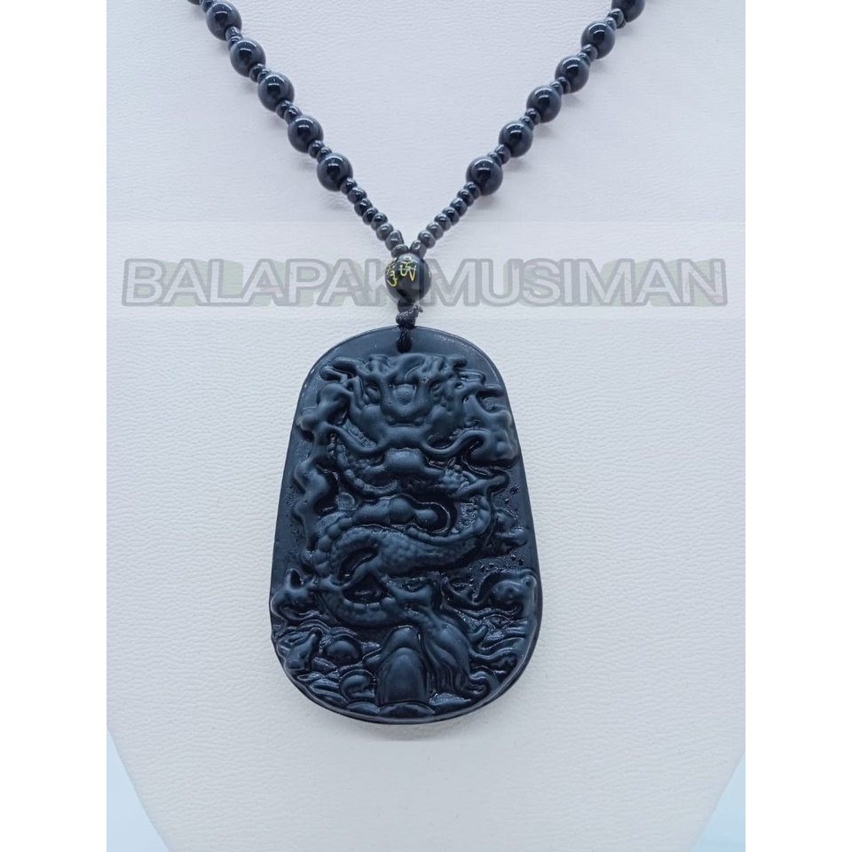 KALUNG PRIA LIONTIN GIOK HITAM / KALUNG BLACK JADE NAGA DRAGON TERMURAH