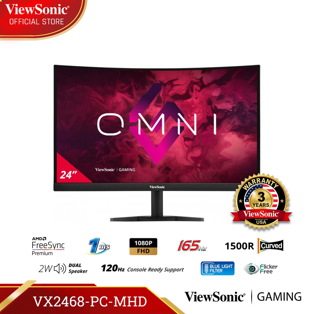 ViewSonic 24" FHD Gaming Monitor VX2468-PC-MHD | AMD Freesync | 1ms | 165Hz