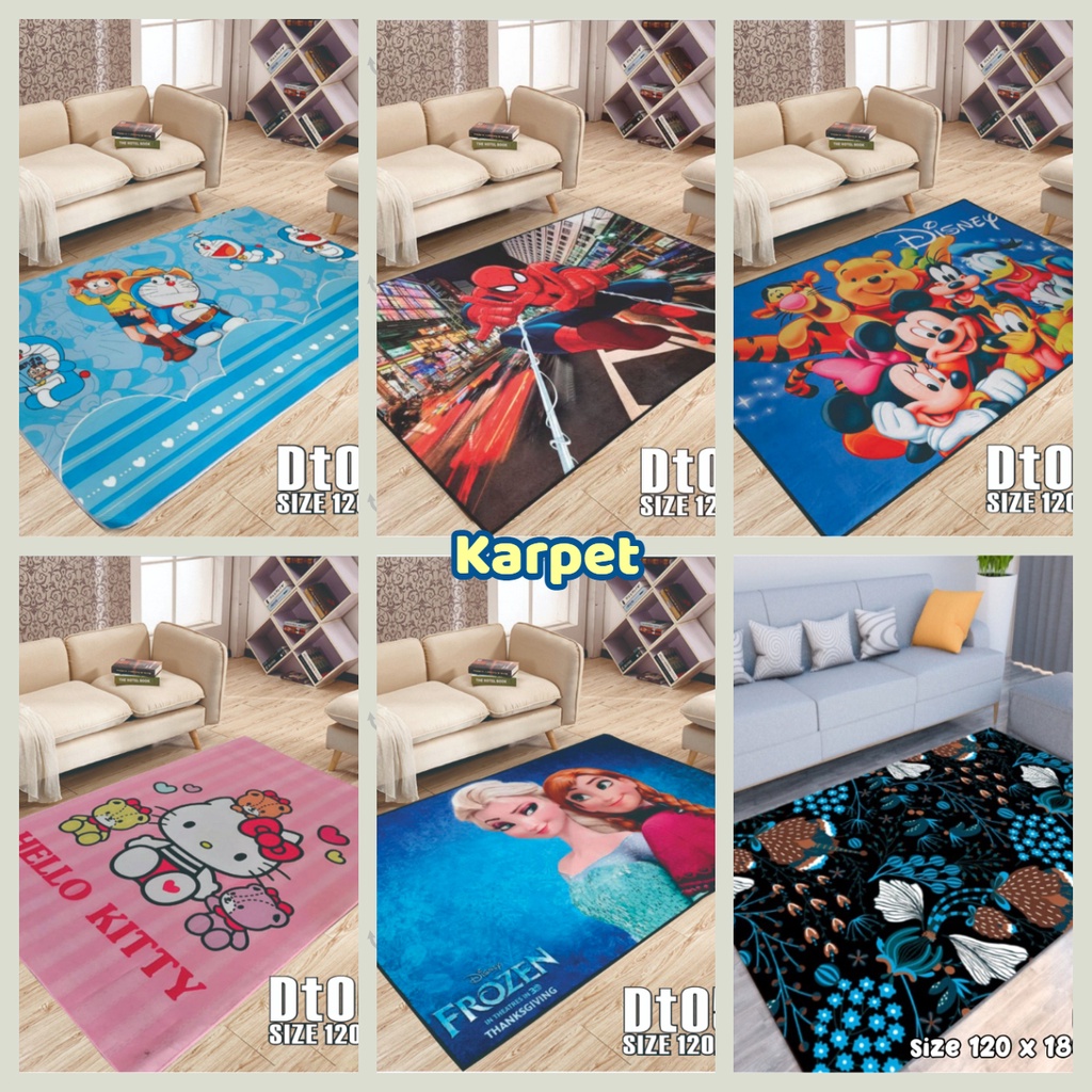 Karpet Lantai Permadani Motif Karakter Anti Slip Uk 120cm x 180cm WD