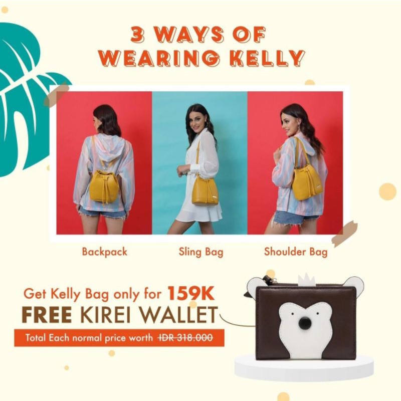 Tas Selempang Bahu Wanita Jims Honey Cally Bag Free Dompet Kecil Besar