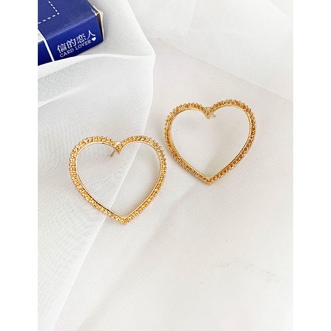 LRC Anting Tusuk Fashion Golden Alloy Love Earrings D68803