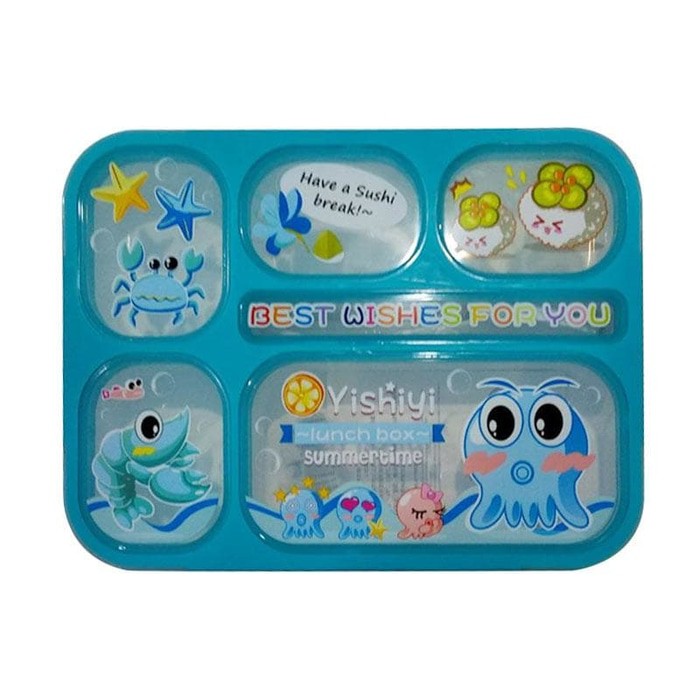 Lunch Box Yooyee Grid 5 Sekat- Kotak Makan Plastik Yishiyi