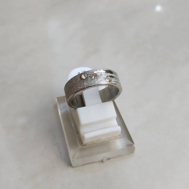 Cincin Pria Wanita Silver Doft Cubic Zirconia