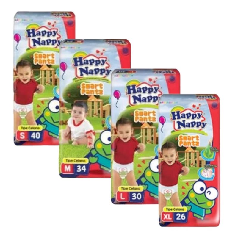 HAPPY NAPPY SMART PANTS S40, M34,L30 DAN XL26 || HAPPY NAPPY TYPE CELANA KEMASAN BESAR