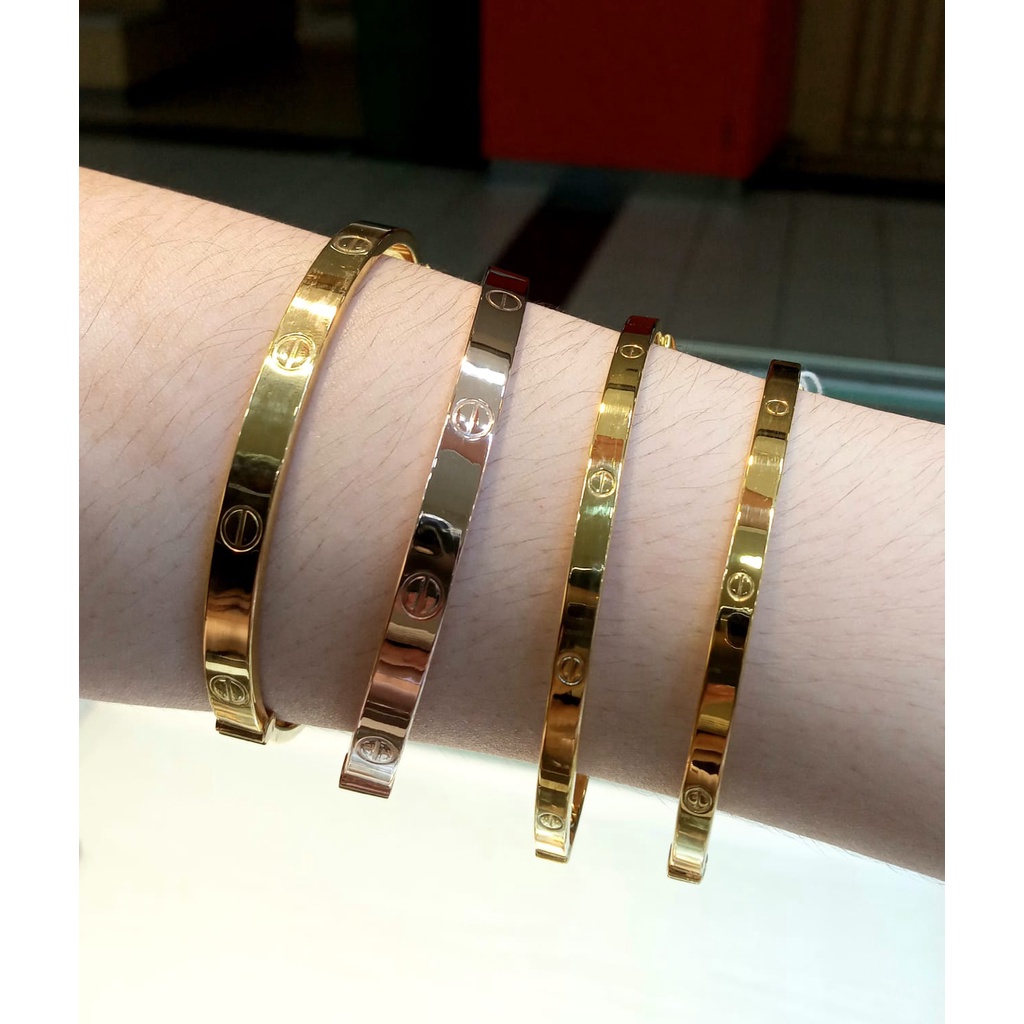 Gelang Tangan Cartier Bracelet Emas Kuning Asli Berat 9 Gram 17K / 700