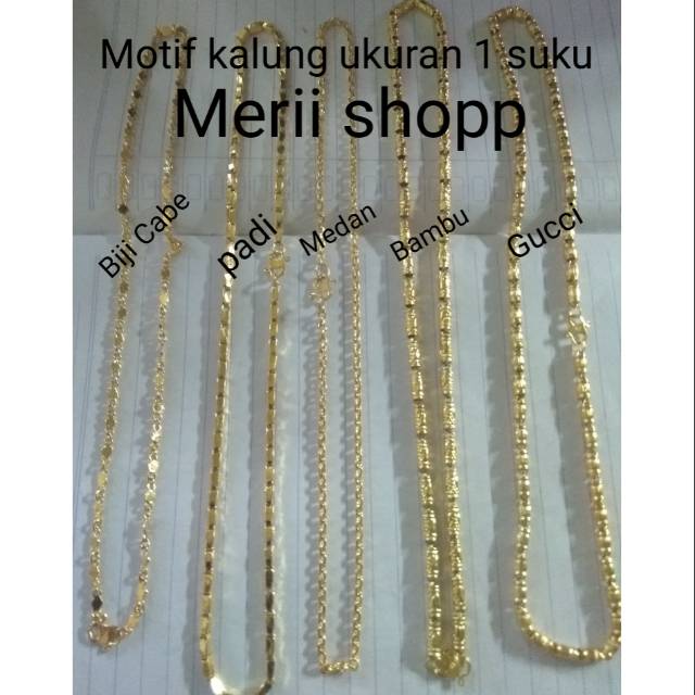 Kalung ukuran 1 suku lapis emas 24k.