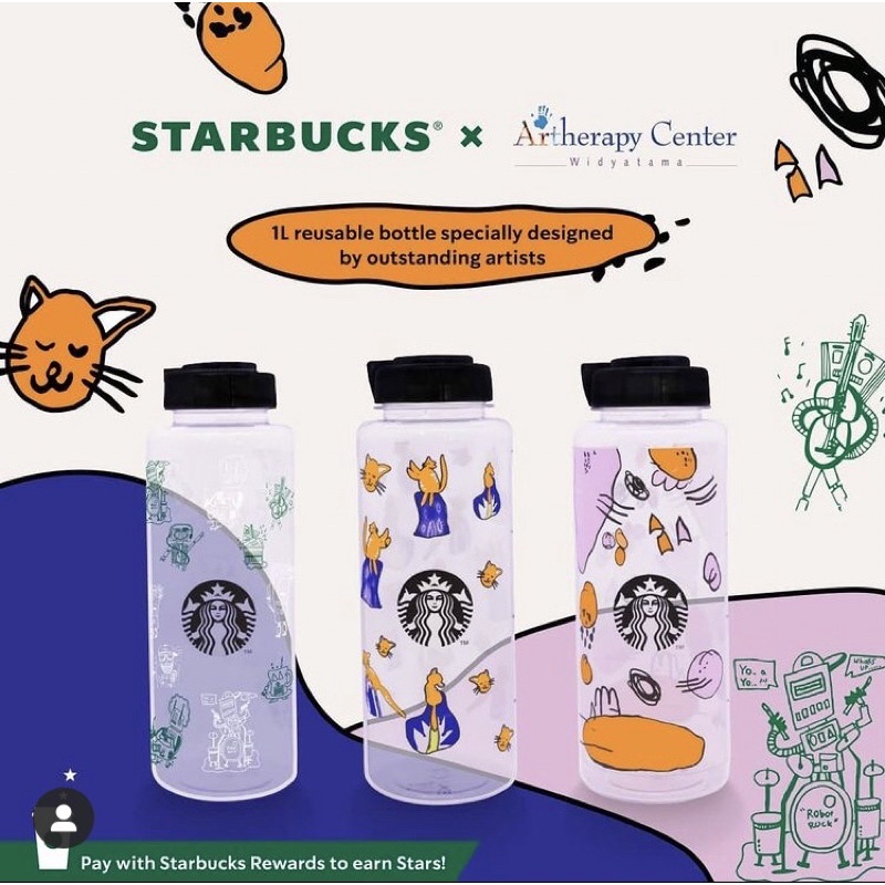 Starbucks x Artherapy Kreaby 1 L bottle / reusable tumblr 1 Liter / Tempat air minum / 1.1 Liter