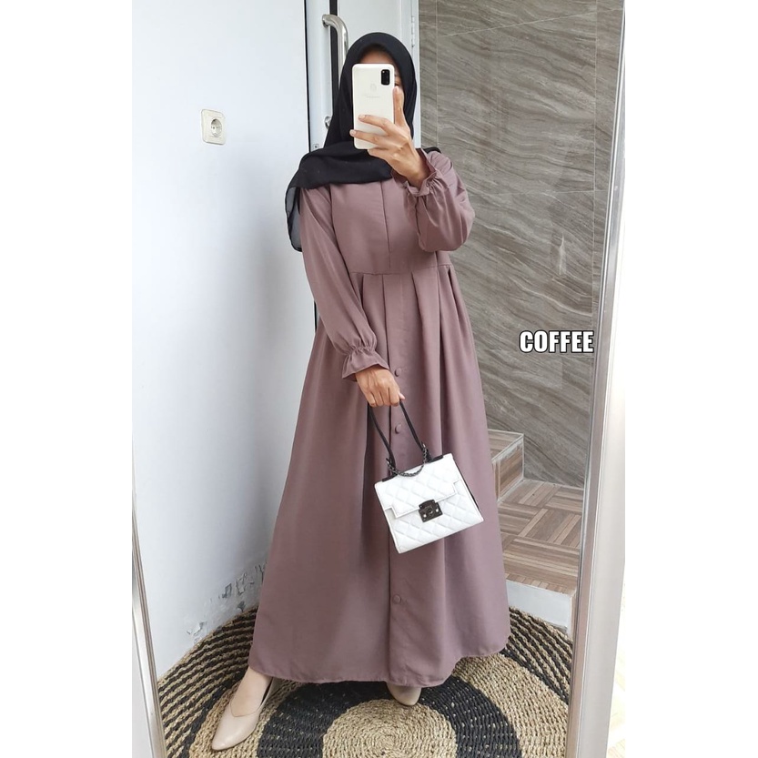 Gamis Wolfis Tebal / Dress Basic Kancing