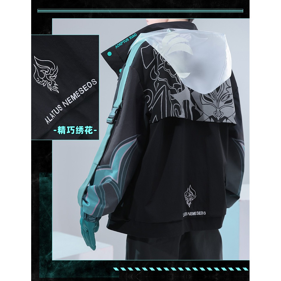 Xiao Genshin Impact Jacket Jaket Hoodie Game Cosplay Jepang Korea Anemo Alatus Nemeseos