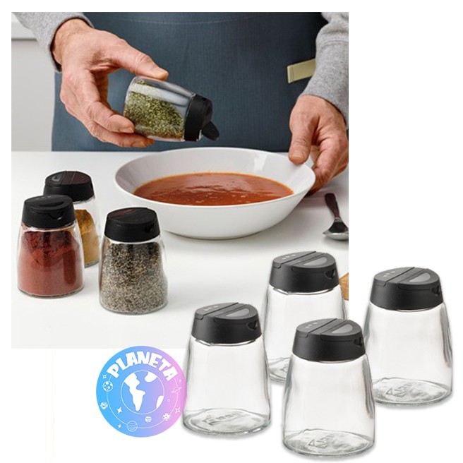 

Toples bumbu / Toples penyimpanan tutup hitam isi 4 pcs