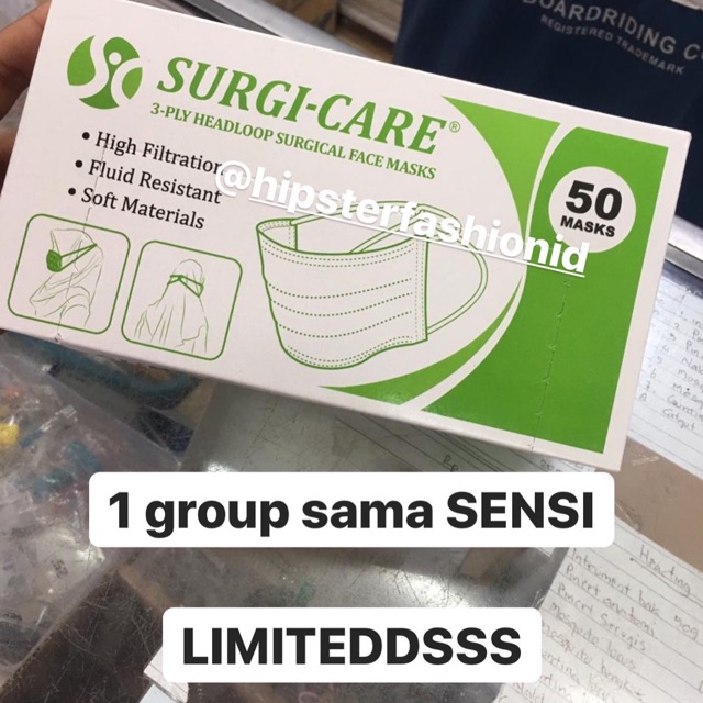 READYSTOCK SENSI SURGICAL MASK CORONA KORONA MASKER N95 HIJAB 3M SURGICARE DUCKBILL EARLOOP HEADLOOP