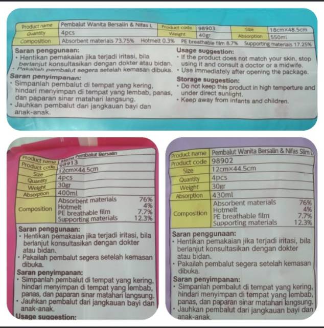 Pembalut BERSALIN / NIFAS 4 pcs JAPAN Technology Mama  Nyaman, Hygenis Dacco osaki ens