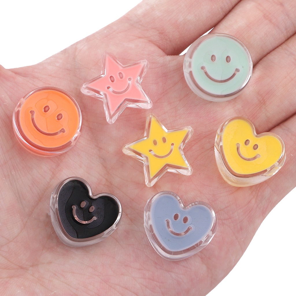 4 pcs Acrylic Smiley Drip Aksesori Untuk Membuat Perhiasan Buatan Tangan DIY Gelang Kalung Gantungan Kunci Aksesori