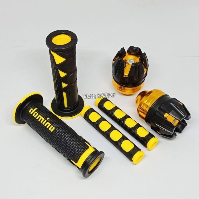 PAKET 3 IN 1 -Handgrip New Shark Motor Variasi+Jalu as Roda + karet handle Bisa Dibuat Semua Motor