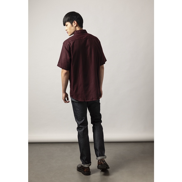 LARUSSO Kemeja Basic Oxford Rami Pendek - Burgundy L001RAMAYANA JAKTIM