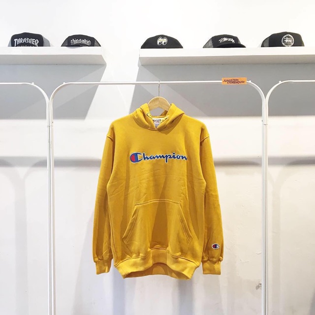 mustard yellow hoodie champion