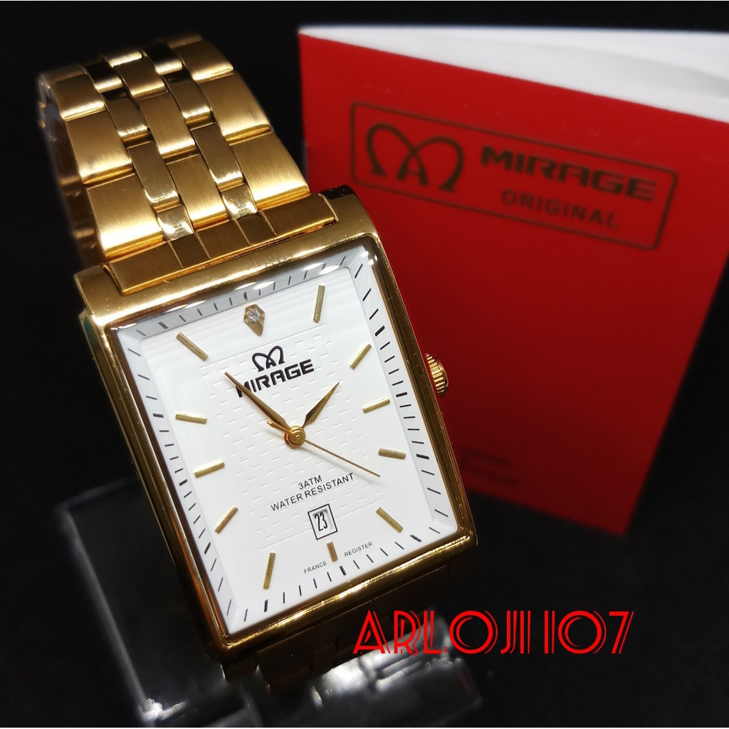 JAM TANGAN MIRAGE PRIA MA 8667 BSP-M GOLD WHITE ORIGINAL