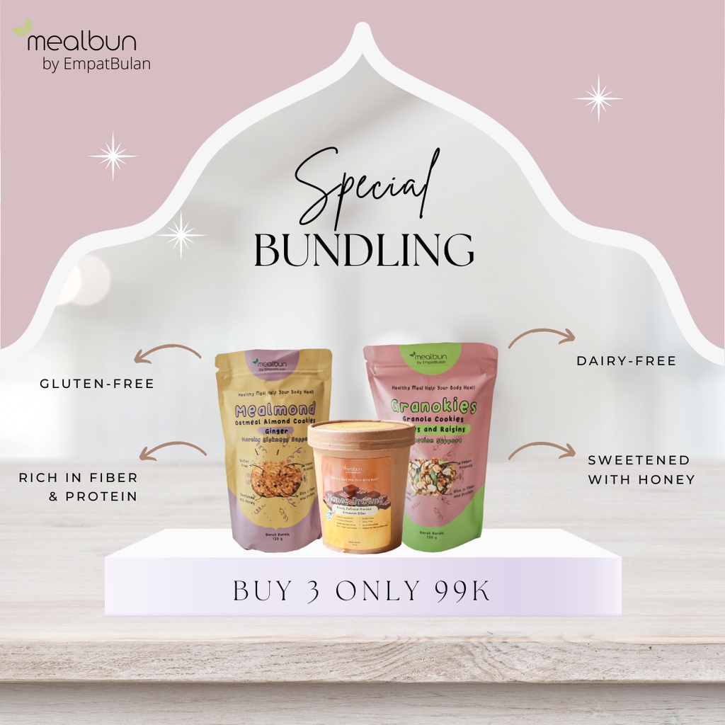 

Healthy Snack I Special Bundling Mealbun (3 pieces) | Lactation Support | Pelancar ASI | Pengental ASI | Makanan Laktogenik | Granokies | makanan sehat | cemilan sehat | makanan ibu hamil | cemilan ibu hamil | biskuit sehat | makanan diet | makanan bumil