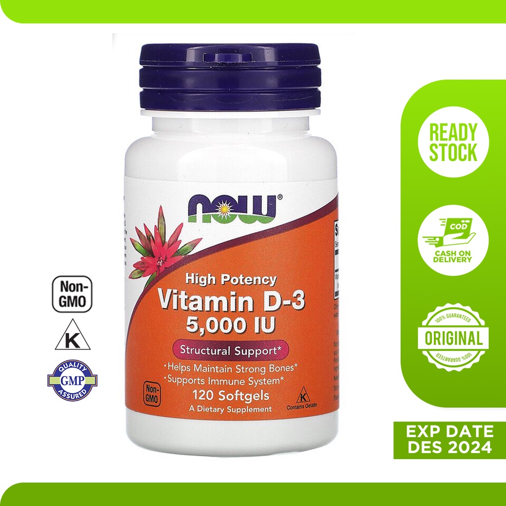 vitamin suplemen d3 d 3 5000 5 000 iu now foods 120 kapsul gel