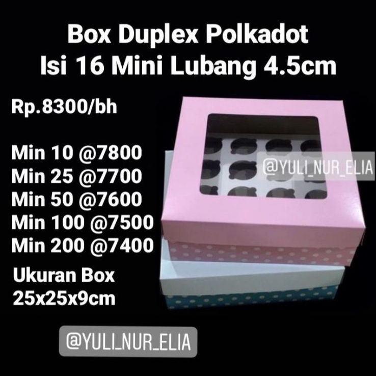 

Box duplex isi 16 mini polkadot lubang 4,5cm