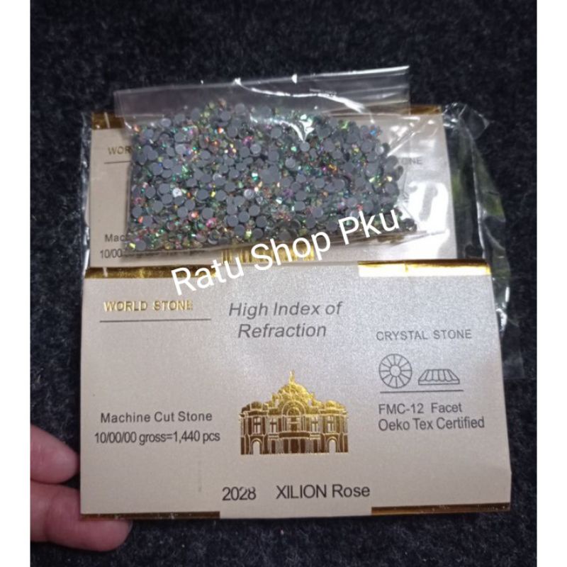 Payet Gosok diamond ss16 (4mm) dan ss20 (5mm) warna pelangi isi 144 butir (1 gross)