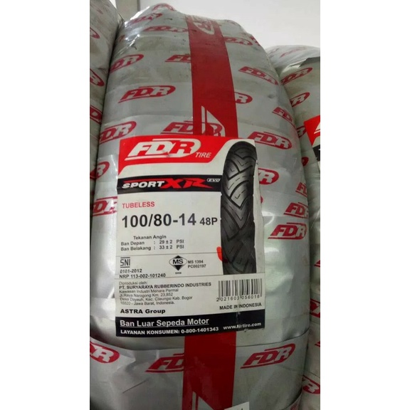 Ban FDR 100/80-14 SPORT XR TUBELESS